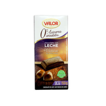 Valor Chocolate con Leche Con Mousse Avellana 0% Azúcares 150g