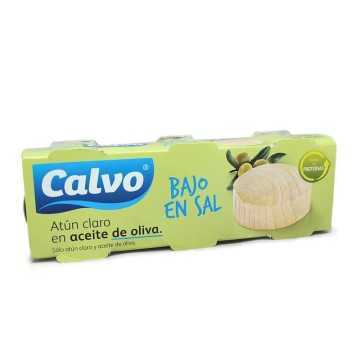 Calvo Atún Claro Bajo en Sal en Aceite de Oliva x3/ Tuna in Olive Oil Low Salt