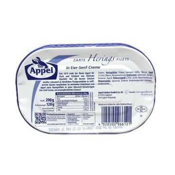 Appel Hering Filets in Eir-Senf-Creme 200g/ Herring with Mustard and Egg