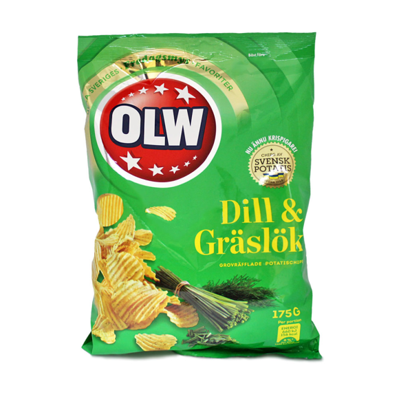 Olw Dill & Gräslök / Potato Crisps Dill and Chives 175g Olw Dill & Gräslök / Potato Crisps Dill and Chives 175g