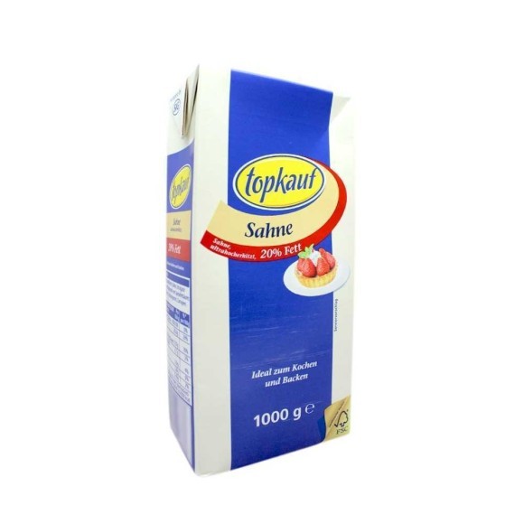 Topkauf Sahne 20% Fett 1L/ Whipping Cream Topkauf Sahne 20% Fett 1L/ Whipping Cream