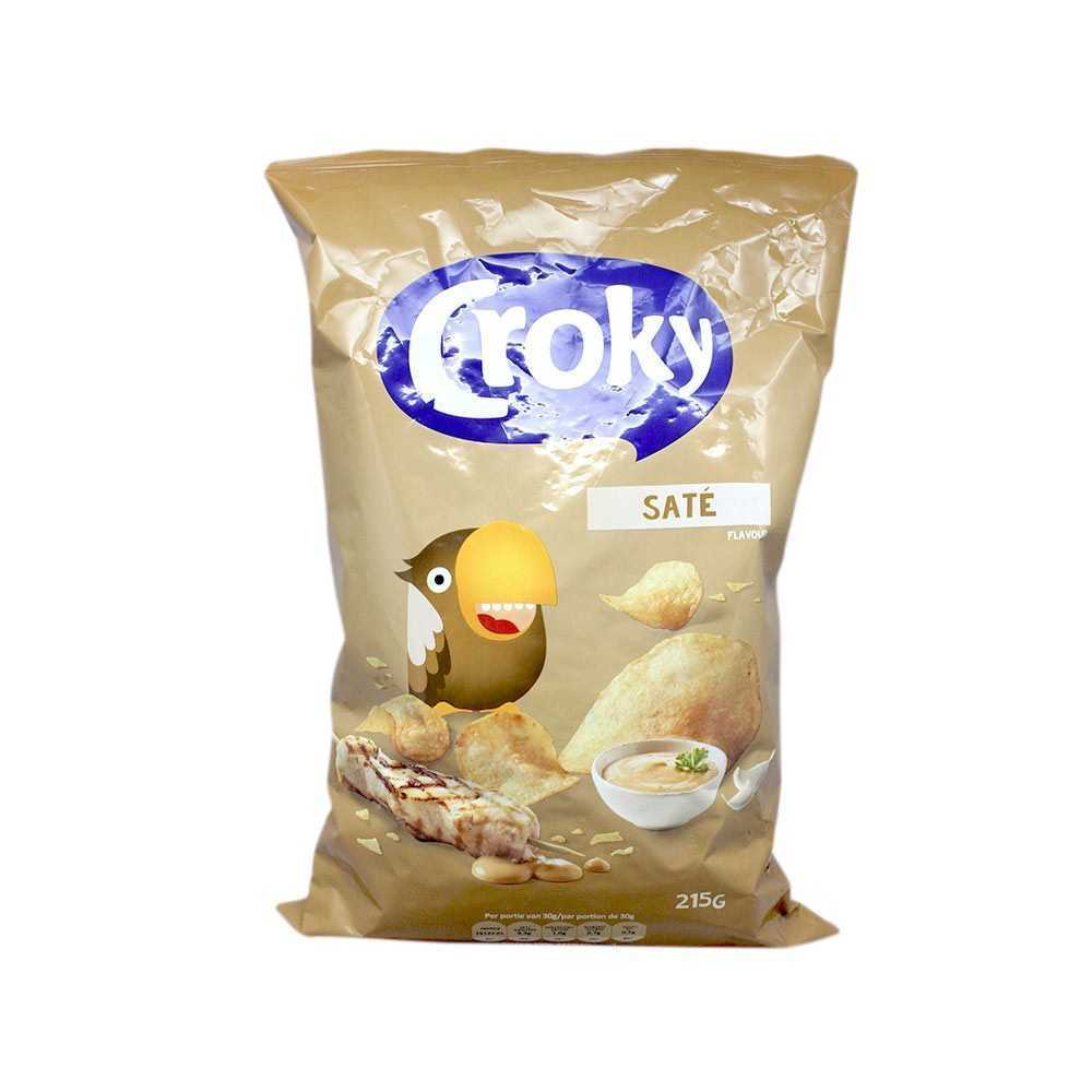 Croky Saté Chips / Patatas Fritas sabor Salsa de Cacahuete 215g